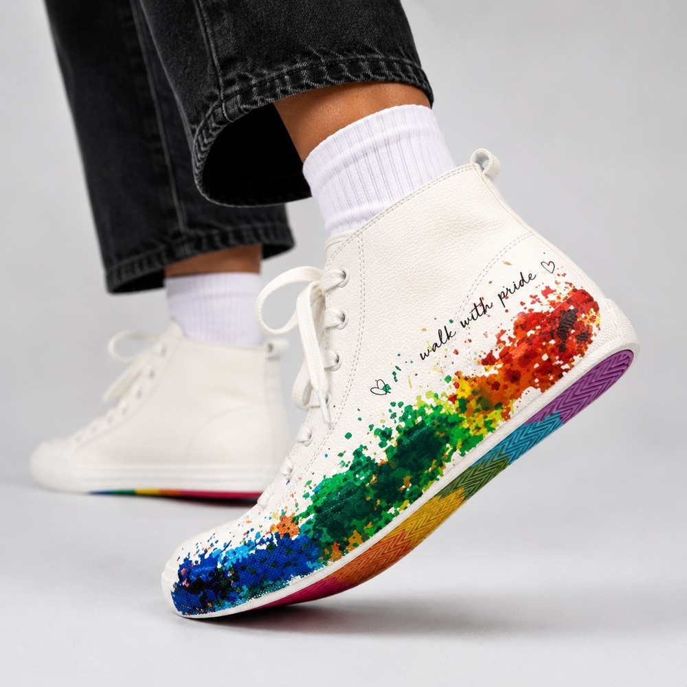 Dolce Vita Brycen Pride Trevor Project Leather High Top Sneakers Womens 7 White